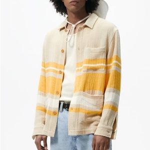 Zara Textured Linen Burlap Striped Jacket-